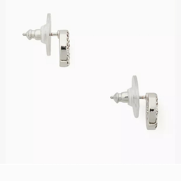 Elegant Kate Spade Spade Pave Stud Earrings | Silver | NWT - Picture 3 of 4